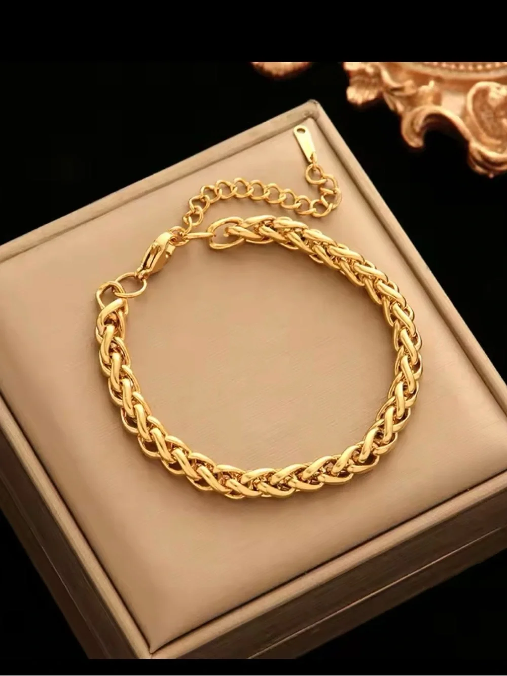 Gold-Tone Braided Chain Bracelet - Unbranded